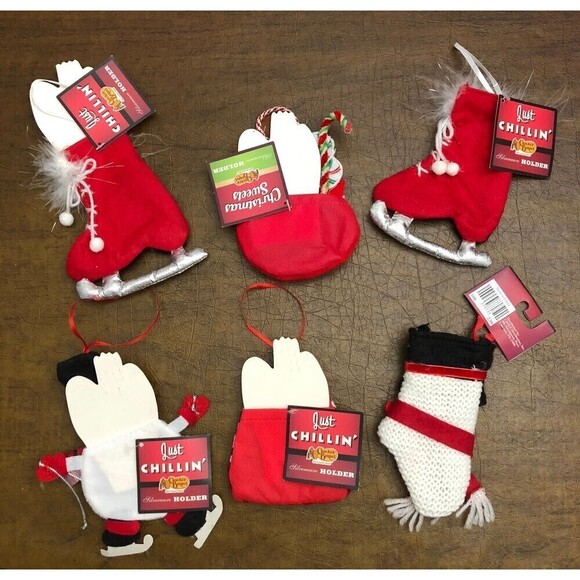 Cracker Barrel Just Chillin Xmas Mixed Set Of 6 Silverware Holder/Ornaments NWT - Picture 2 of 3
